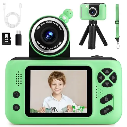 Makolle kids digital camera with flip screen in green color