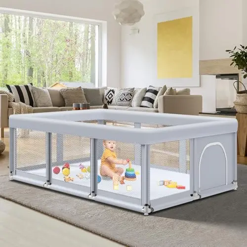 FSHIBILA large rectangular baby playpen with mesh walls