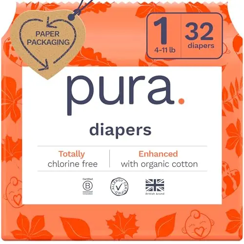 Pura diapers with organic cotton and wetness indicator