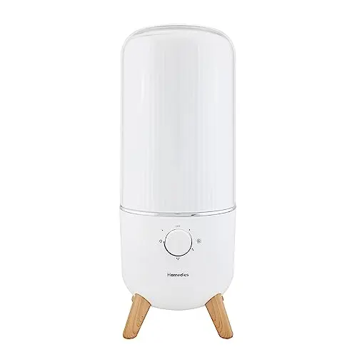 Homedics ultrasonic humidifier with top-fill design and essential oil diffusion