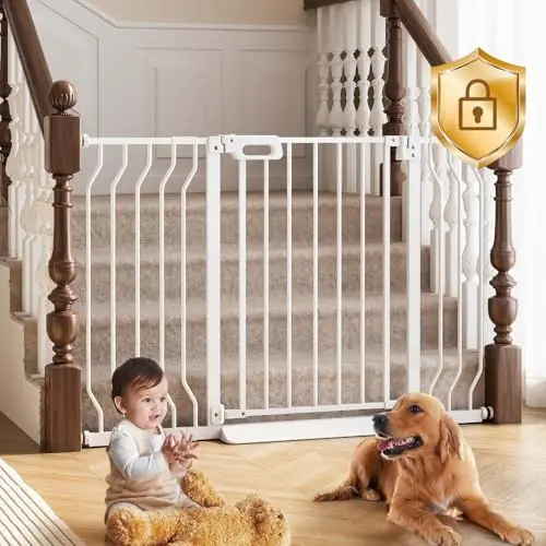 GROWNSY pressure mounted baby gate with anti-trip pedal for stairs