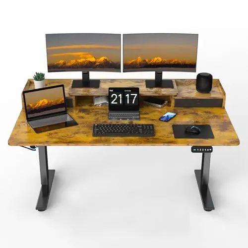 ExaDesk 63-inch electric standing desk with two drawers