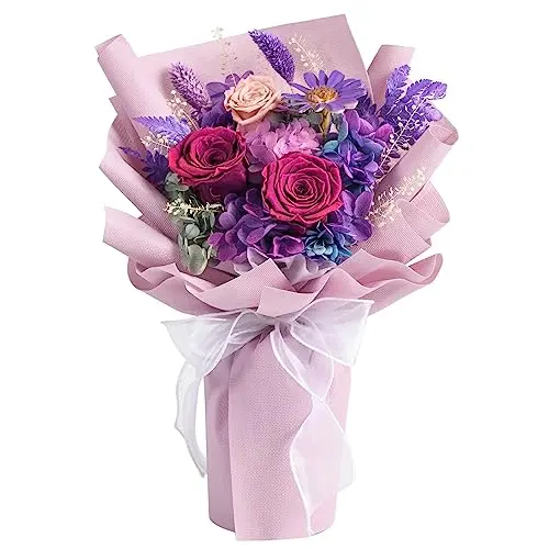 LOVENFOLD preserved purple rose bouquet with elegant packaging