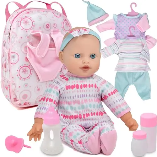 Gift Boutique 12-inch baby doll with backpack carrier and accessories