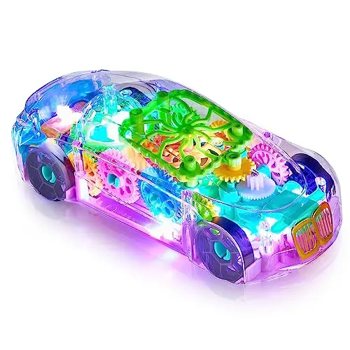 Playbees transparent light-up car toy with moving gears