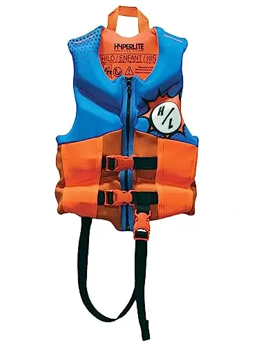 HyperLite child life jacket in multicolor with innovative foam design