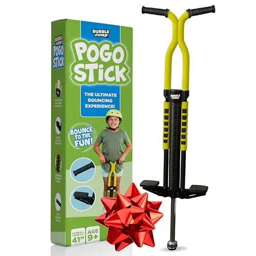 BUBBLE JUMP pogo stick in yellow color for kids and teens