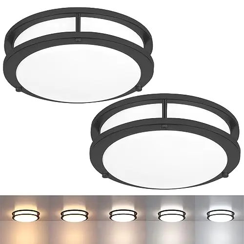 Faymart black flush mount ceiling light with adjustable CCT