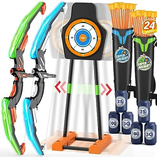 HYES 2 pack bow and arrow set with moving target