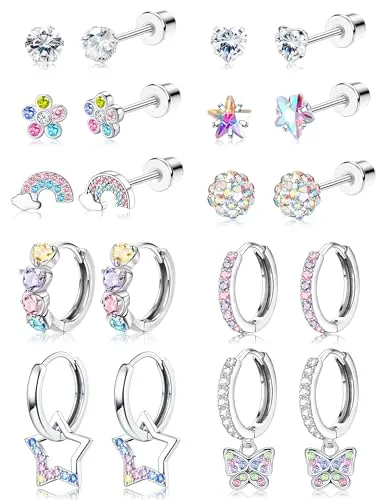 YADOCA 10 pairs of hypoallergenic earrings with studs and dangle hoops