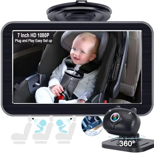 DOHONEST 7-inch baby car camera with rotating headrest mount