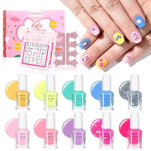 TOMICCA nail polish kit with ten colors and top coat
