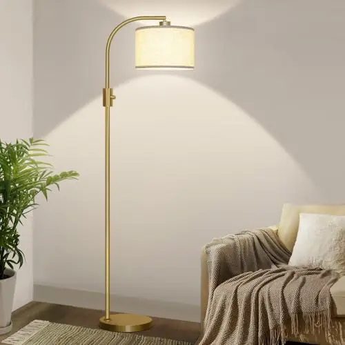 Nintiue modern arc floor lamp with linen shade for nursery