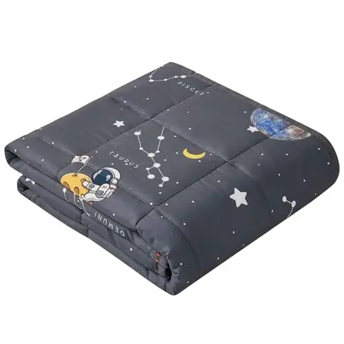ANFIE weighted blanket for kids with cartoon designs in space grey