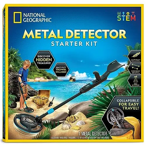 National Geographic Starter metal detector for kids with waterproof coil and included trowel