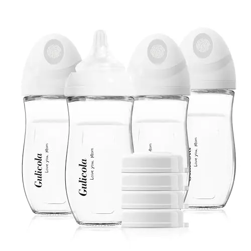Gulicola glass baby bottle with latch-guiding nipple
