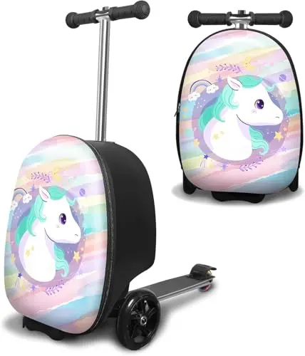 ALVOD scooter suitcase with cute design and LED light wheels