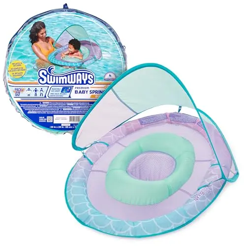 Swimways Baby Spring Float with sun canopy and mermaid design