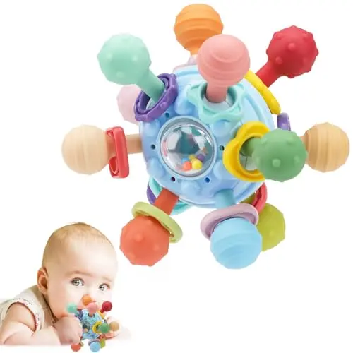 TOHIBEE baby sensory toy with colorful silicone balls and rattle