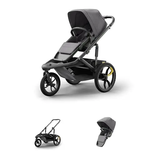Veer Switch&Jog jogging stroller on snowy terrain with large pneumatic tires