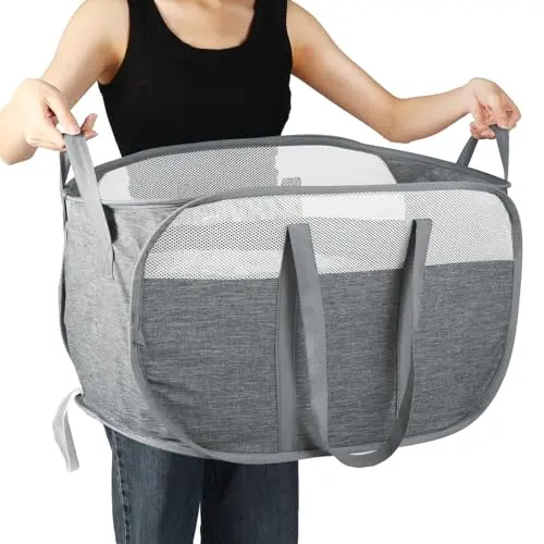 BATTOO collapsible laundry basket with multiple handles
