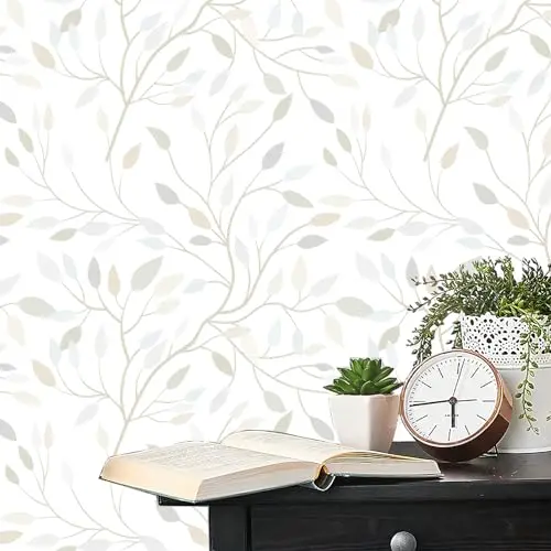 Heroad colorful leaf pattern removable wallpaper with muted botanical design