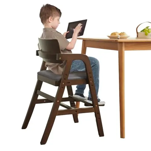 Leesinwing solid wood high chair in walnut color