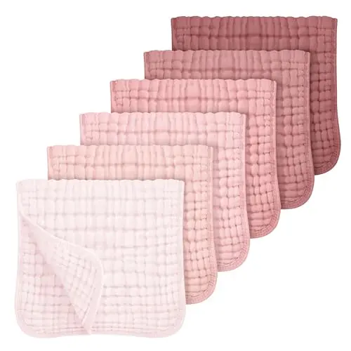 Looxii muslin burp cloths in gradient pink colors