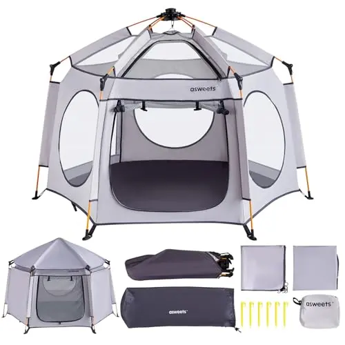 Asweets pop up baby playpen with UV canopy and travel bag