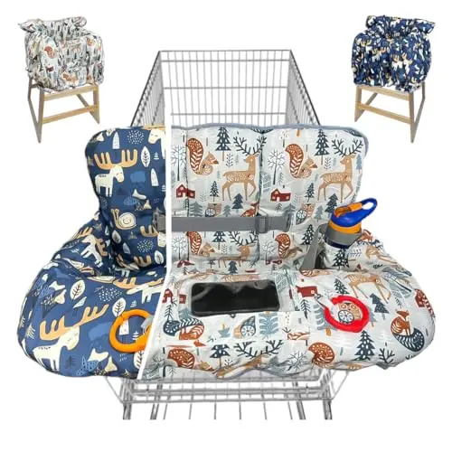 Double-sided waterproof shopping cart cover with anchor pattern