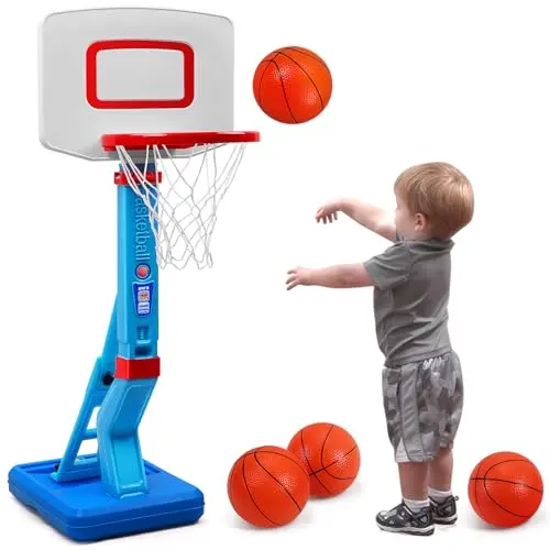 SUPER JOY toddler basketball hoop with portable design for pool and indoor use
