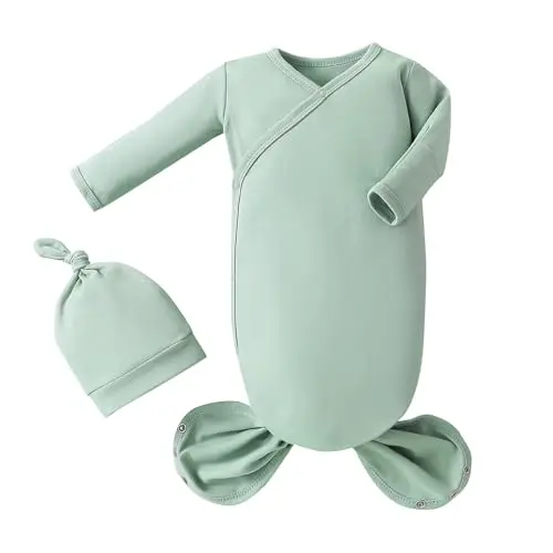 MVUOCR newborn knotted gown with hat for hospital coming home