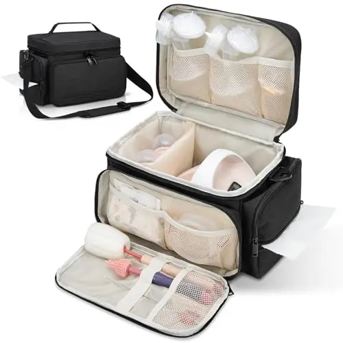 GDNASIST black breast pump carrying case with waterproof mat for Spectra