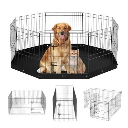 VEVOR foldable metal dog exercise pen with bottom pad