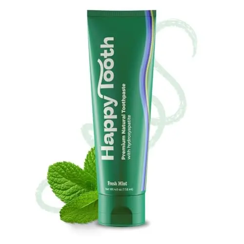 Happy Tooth hydroxyapatite toothpaste in mint flavor for kids and adults