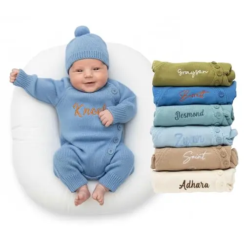 Rosanbella personalized baby romper with embroidery for hospital