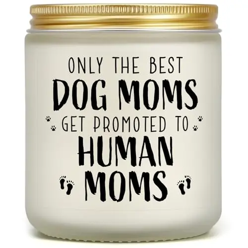 Patouque lavender scented candle with funny dog mom promotion message