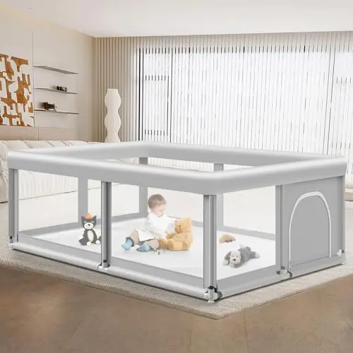 JAOBEEM large baby playpen with anti-slip base