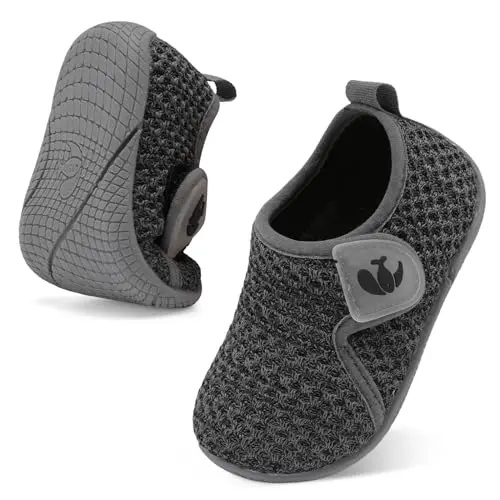 FEETCITY toddler walking shoes in dark grey with knit mesh upper