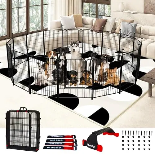 IGOOUO 36-inch heavy-duty metal dog playpen for large breeds