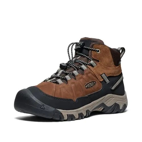 KEEN Targhee 4 kids hiking boots showing waterproof design and lace lock system