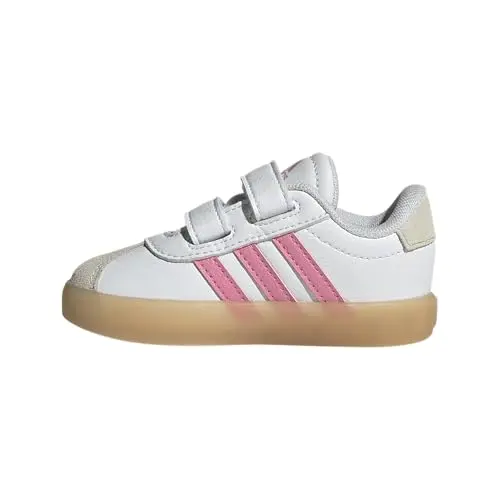 Adidas VL Court 3.0 kids sneakers in white and pink colors