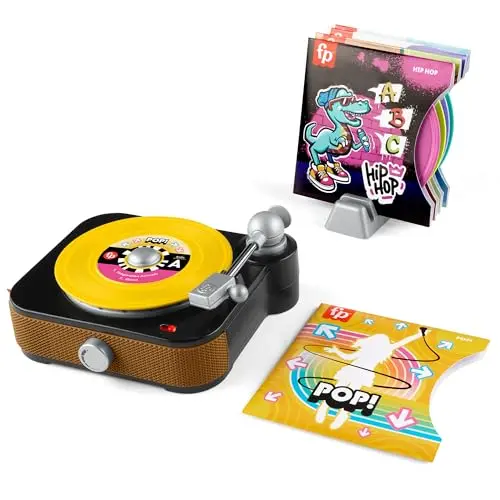 Fisher-Price Rockin' Record Player with colorful records and display rack