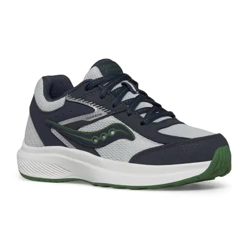 Saucony Cohesion KDZ sneakers in navy, grey, and green