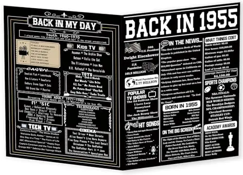 Asmallgf 70th birthday card with vintage design and fun facts from 1955