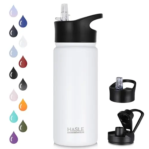 Fanhaw insulated stainless steel water bottle in Green Blue with pop-open lid