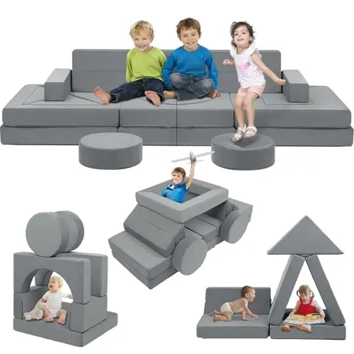 Edbuosy 22-piece modular kids play couch in grey