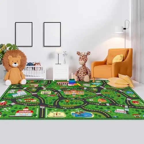 Tinideya educational playmat rug with city traffic road map design