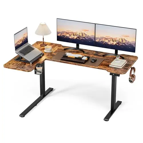 Acrolix L-shaped electric standing desk for corner placement