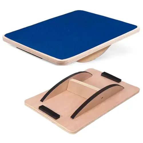 Juoe blue wooden balance board with non-slip silicone